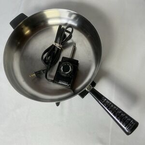 Farberware 310-B 12" Electric Fry Pan Aluminum Clad Stainless Stl No Lid Tested